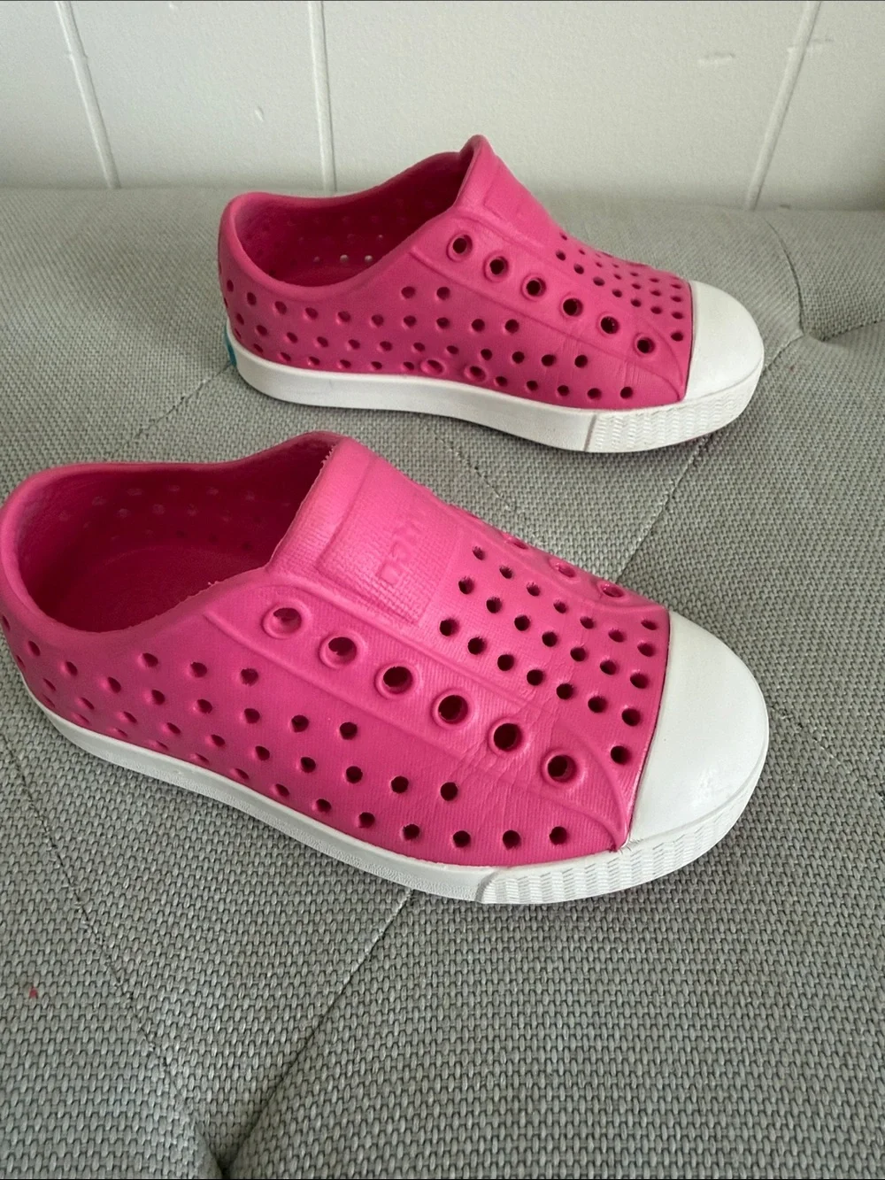 Native Kids Slip-On Water Shoes in Bright Pink with White Toe